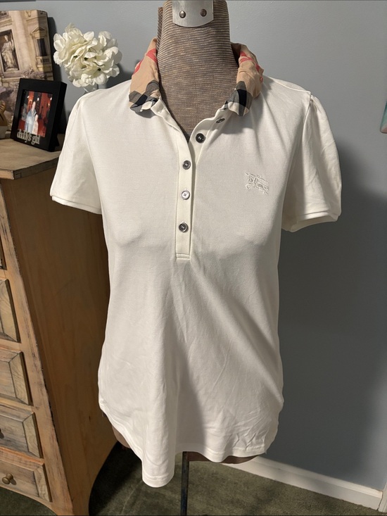 Burberry Tops - Burberry Brit Novacheck Trim White Polo Shirt